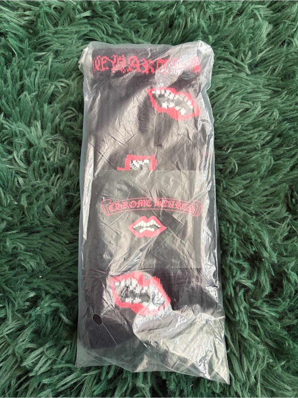 Black And Pink Chrome Heart Socks